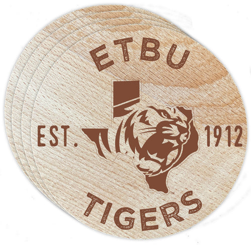 East Texas Baptist University Officially Licensed Wood Coasters (4-Pack) - Laser Engraved, Never Fade Design