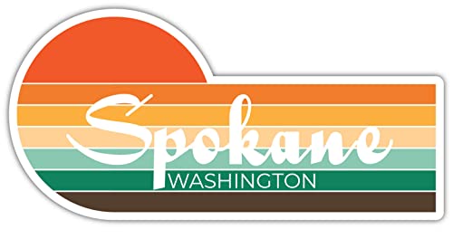 Spokane Washington 4 x 2.25 Inch Fridge Magnet Retro Vintage Sunset City 70s Aesthetic Design