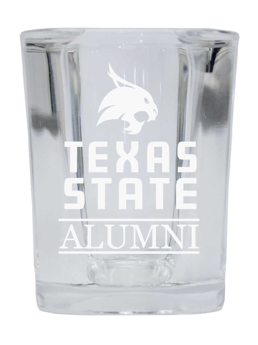 Texas State Bobcats 2 OZ Square Shot Glass laser etched logo Design 4 Packs