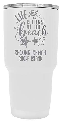 Second Beach Rhode Island Souvenir Laser Engraved 24 Oz Insulated Stainless Steel Tumbler White