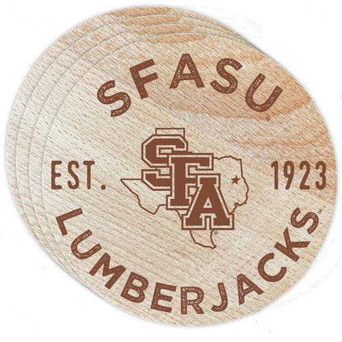 Stephen F. Austin State University Officially Licensed Wood Coasters (4-Pack) - Laser Engraved, Never Fade Design