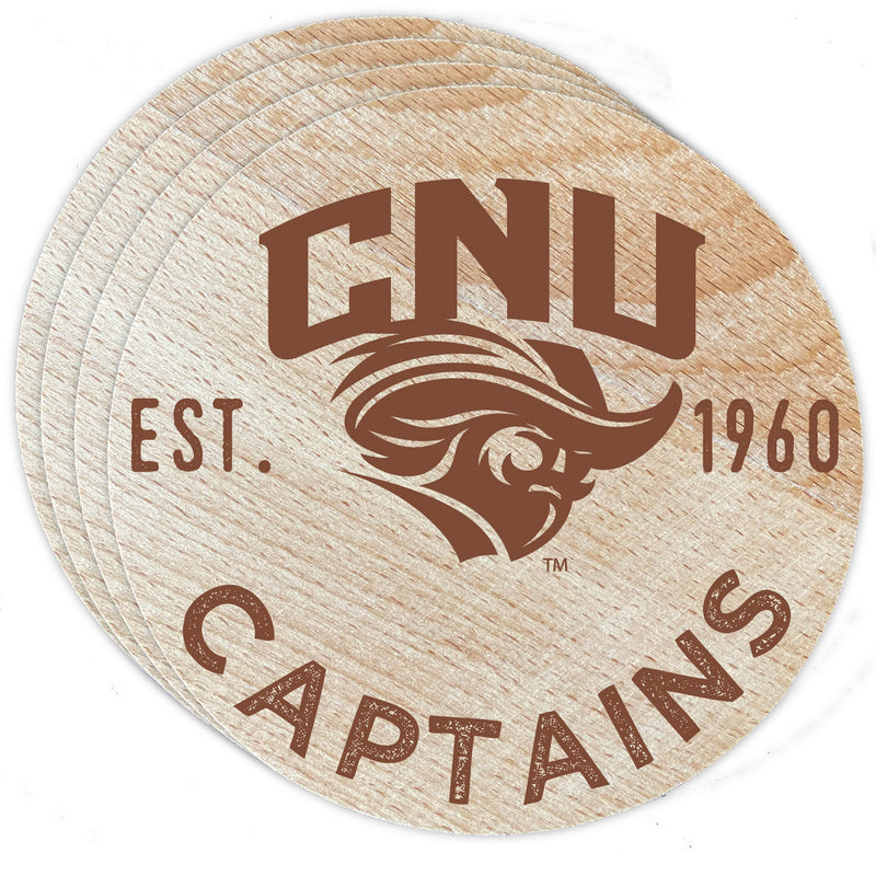 Christopher Newport Captains Officially Licensed Wood Coasters (4-Pack) - Laser Engraved, Never Fade Design