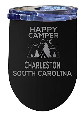 Charleston South Carolina Souvenir 12 oz Black Laser Etched Insulated Wine Stainless Steel Tumbler