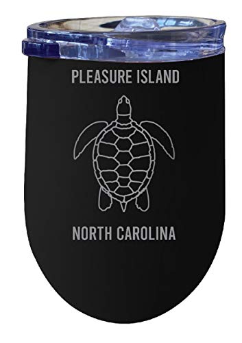 R and R Imports Playa San Diego El Salvador Souvenir 12 oz Black Laser Etched Insulated Wine Stainless Steel Turtle Design