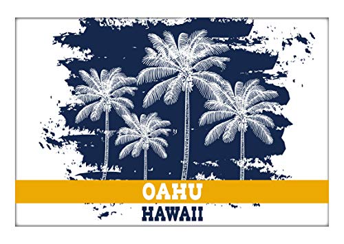Oahu Hawaii Souvenir 2x3 Inch Fridge Magnet Palm Design