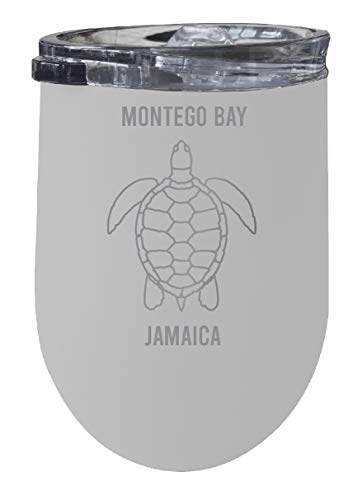 Montego Bay Jamaica 12 oz White Laser Etched Insulated Wine Stainless Steel