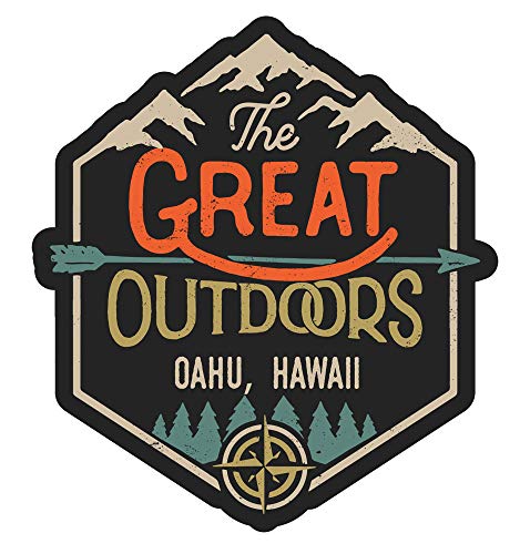 Oahu Hawaii The Great Outdoors Design 4-Inch Vinyl Decal Sticker