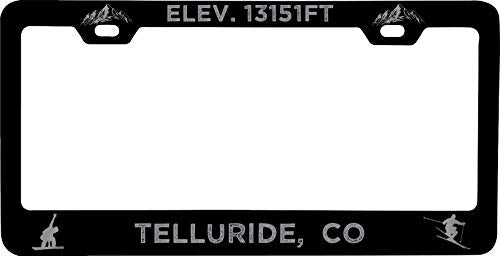 R and R Imports Telluride Colorado Etched Metal License Plate Frame Black