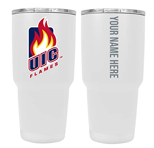 Custom University of Illinois at Chicago White Insulated Tumbler - 24oz Engraved Stainless Steel Travel Mug