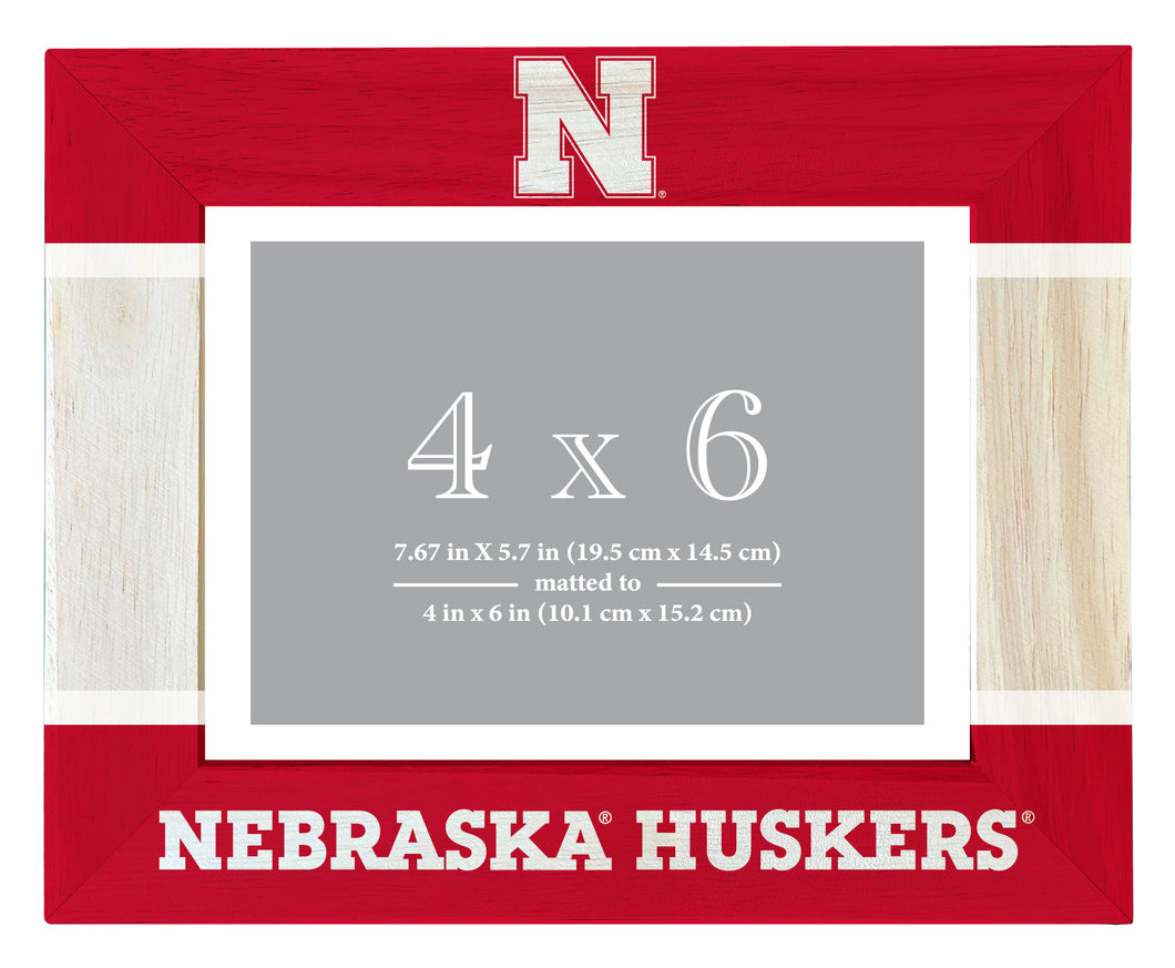 Nebraska Cornhuskers Wooden Photo Frame - Customizable 4 x 6 Inch - Elegant Matted Display for Memories