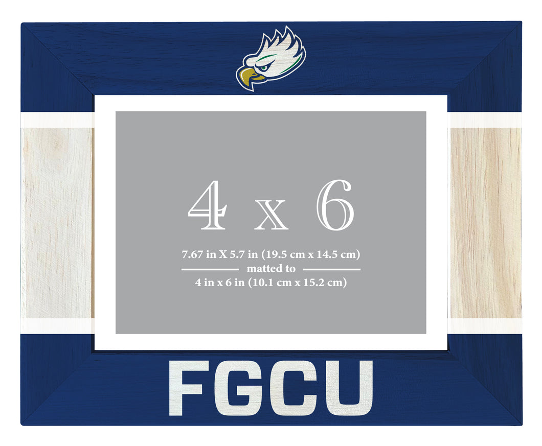 Florida Gulf Coast Eagles Wooden Photo Frame - Customizable 4 x 6 Inch - Elegant Matted Display for Memories