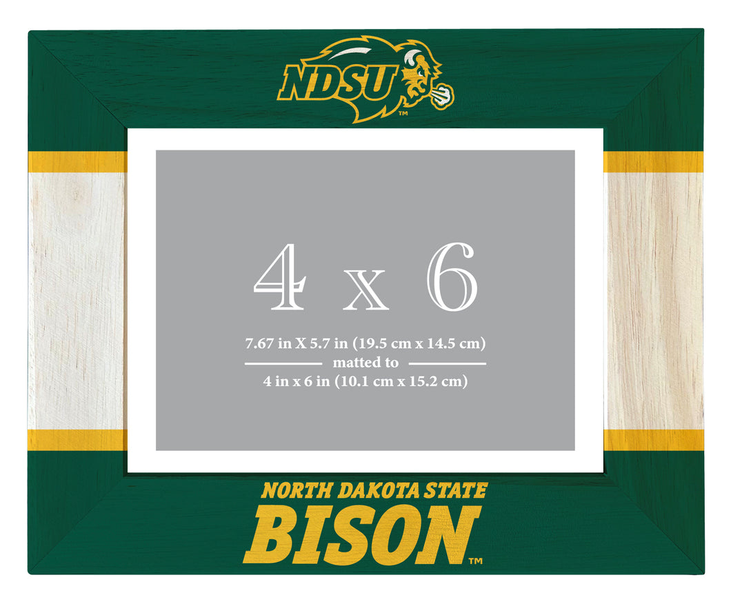 North Dakota State Bison Wooden Photo Frame - Customizable 4 x 6 Inch - Elegant Matted Display for Memories