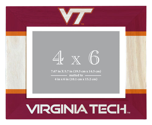 Virginia Tech Hokies Wooden Photo Frame - Customizable 4 x 6 Inch - Elegant Matted Display for Memories