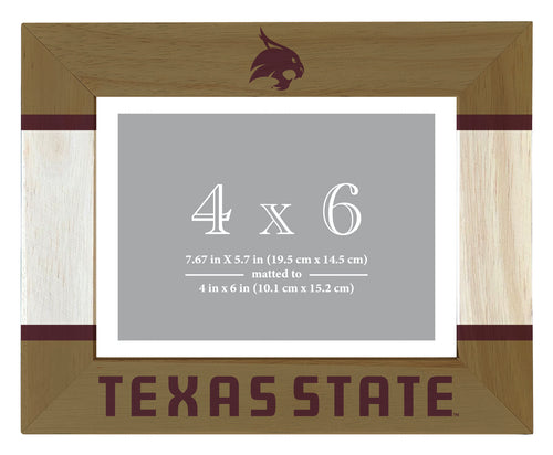 Texas State Bobcats Wooden Photo Frame - Customizable 4 x 6 Inch - Elegant Matted Display for Memories