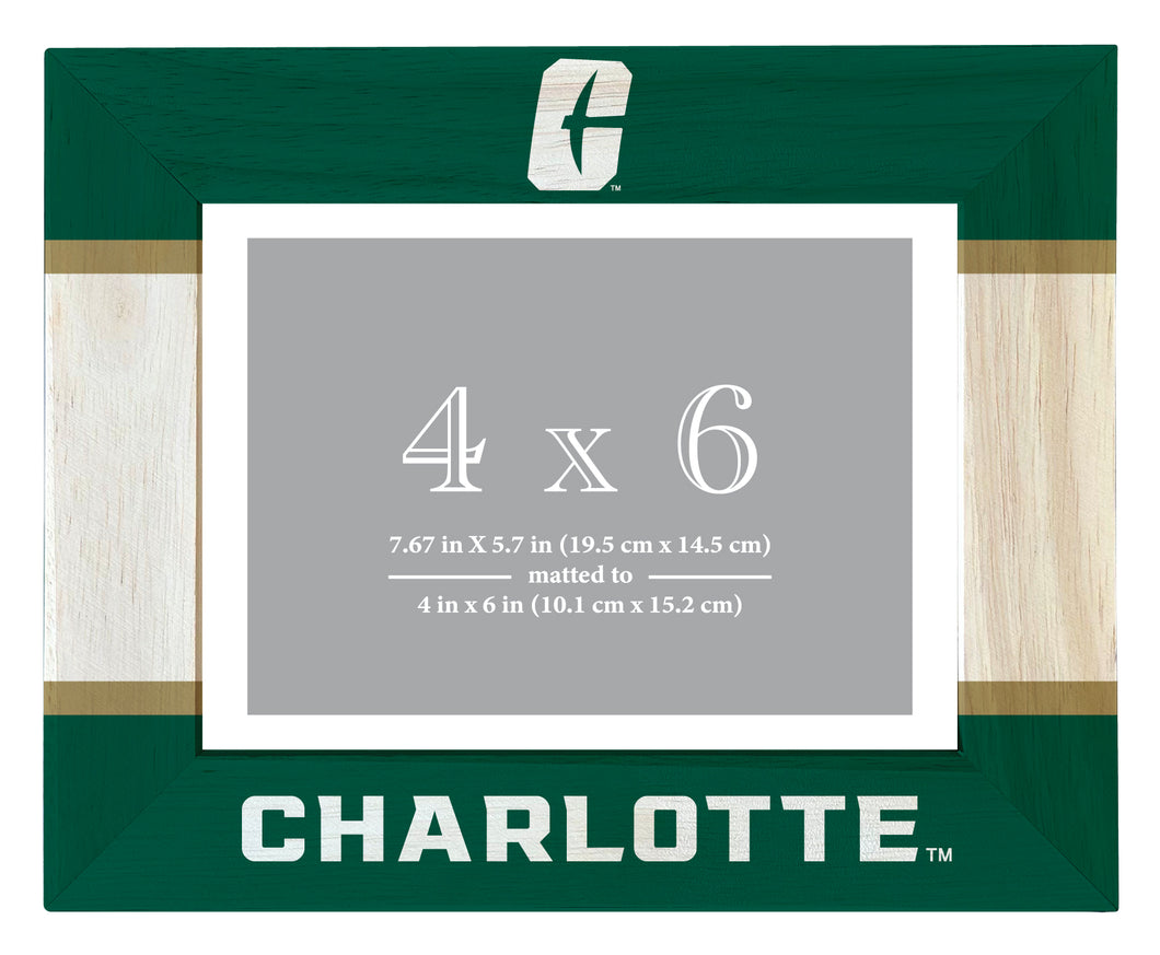 North Carolina Charlotte Forty-Niners Wooden Photo Frame - Customizable 4 x 6 Inch - Elegant Matted Display for Memories