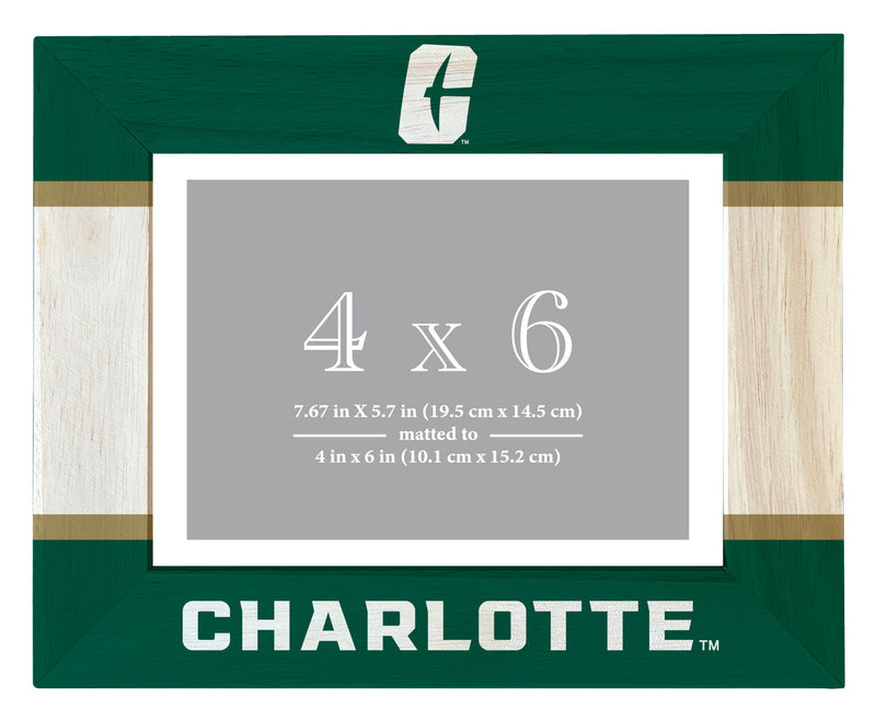 North Carolina Charlotte Forty-Niners Wooden Photo Frame - Customizable 4 x 6 Inch - Elegant Matted Display for Memories