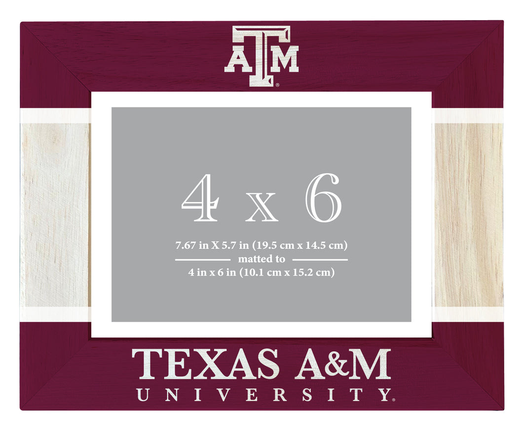 Texas A&M Aggies Wooden Photo Frame - Customizable 4 x 6 Inch - Elegant Matted Display for Memories