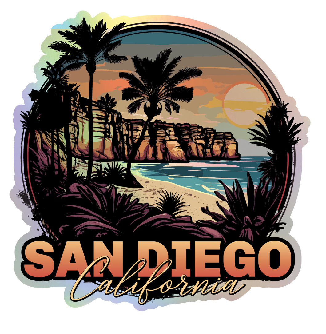 San Diego California Holographic Charm Durable Vinyl Decal Sticker A