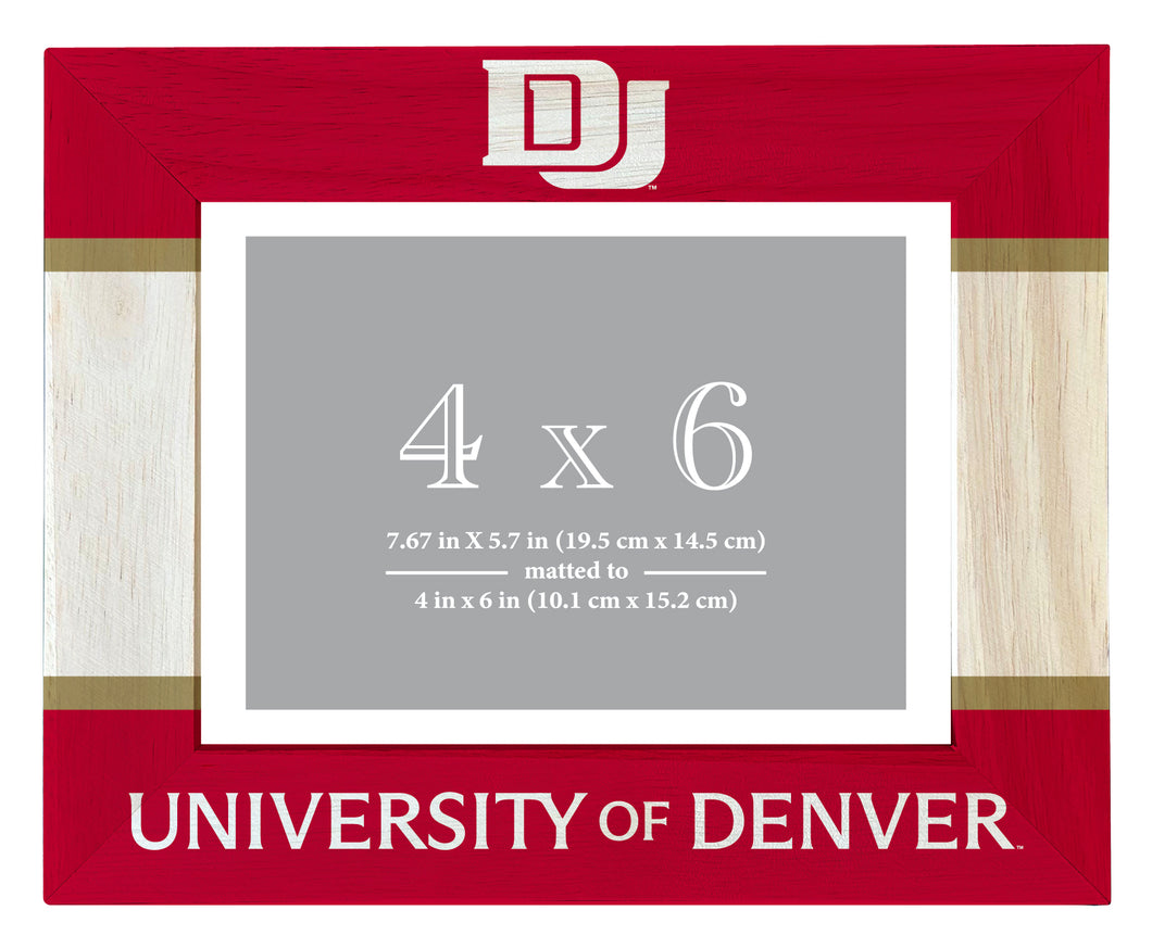 University of Denver Pioneers Wooden Photo Frame - Customizable 4 x 6 Inch - Elegant Matted Display for Memories