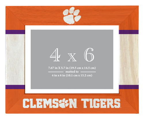 Clemson Tigers Wooden Photo Frame - Customizable 4 x 6 Inch - Elegant Matted Display for Memories