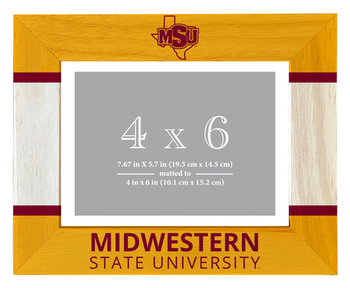 Midwestern State University Mustangs Wooden Photo Frame - Customizable 4 x 6 Inch - Elegant Matted Display for Memories