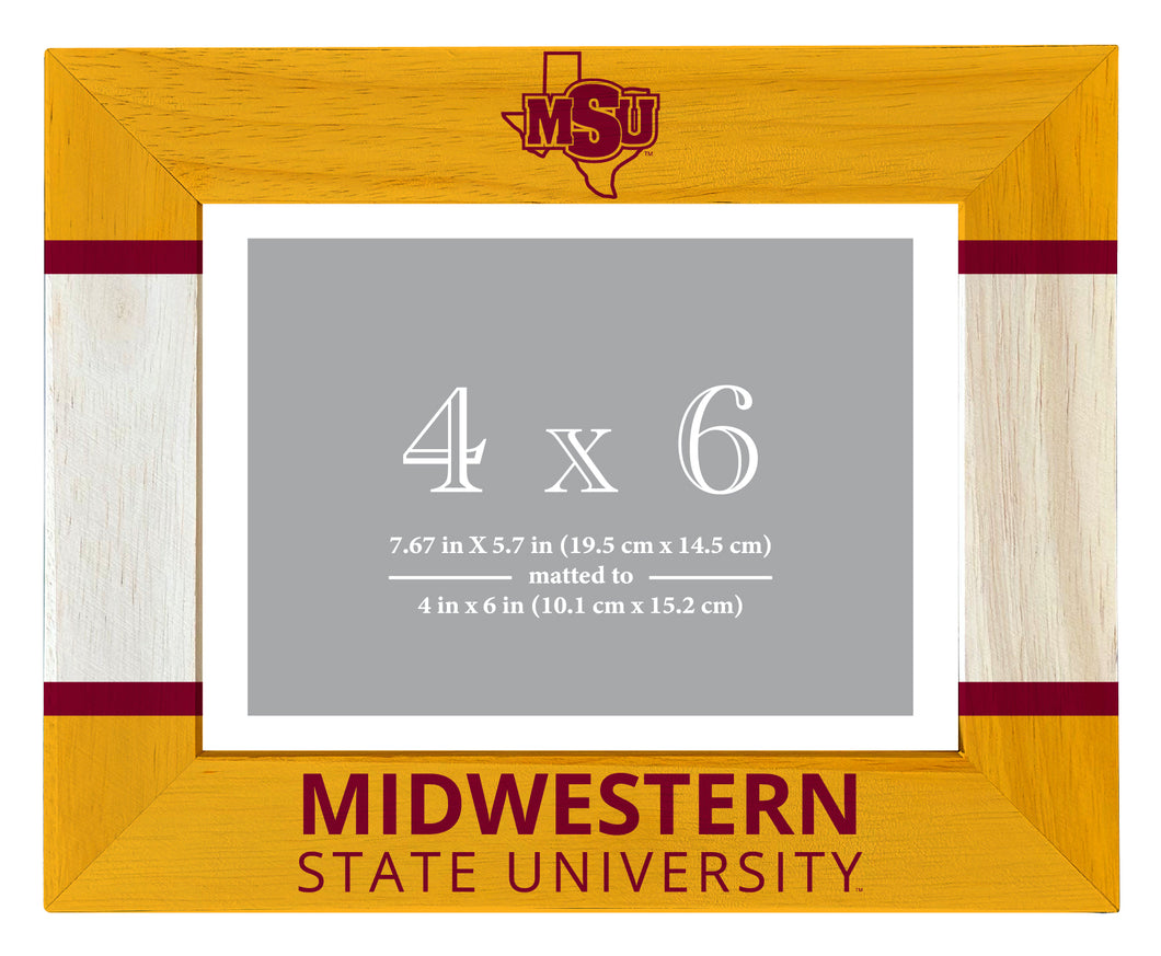Midwestern State University Mustangs Wooden Photo Frame - Customizable 4 x 6 Inch - Elegant Matted Display for Memories