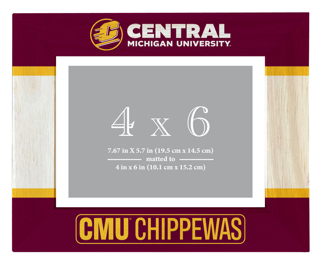 Central Michigan University Wooden Photo Frame - Customizable 4 x 6 Inch - Elegant Matted Display for Memories