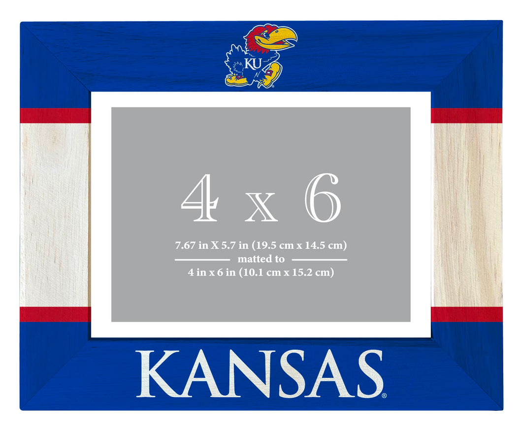 Kansas Jayhawks Wooden Photo Frame - Customizable 4 x 6 Inch - Elegant Matted Display for Memories