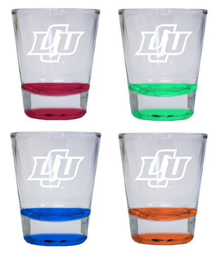 NCAA Lubbock Christian University Chaparral Collector's 2oz Laser-Engraved Spirit Shot Glass Red, Orange, Blue and Green 4-Pack