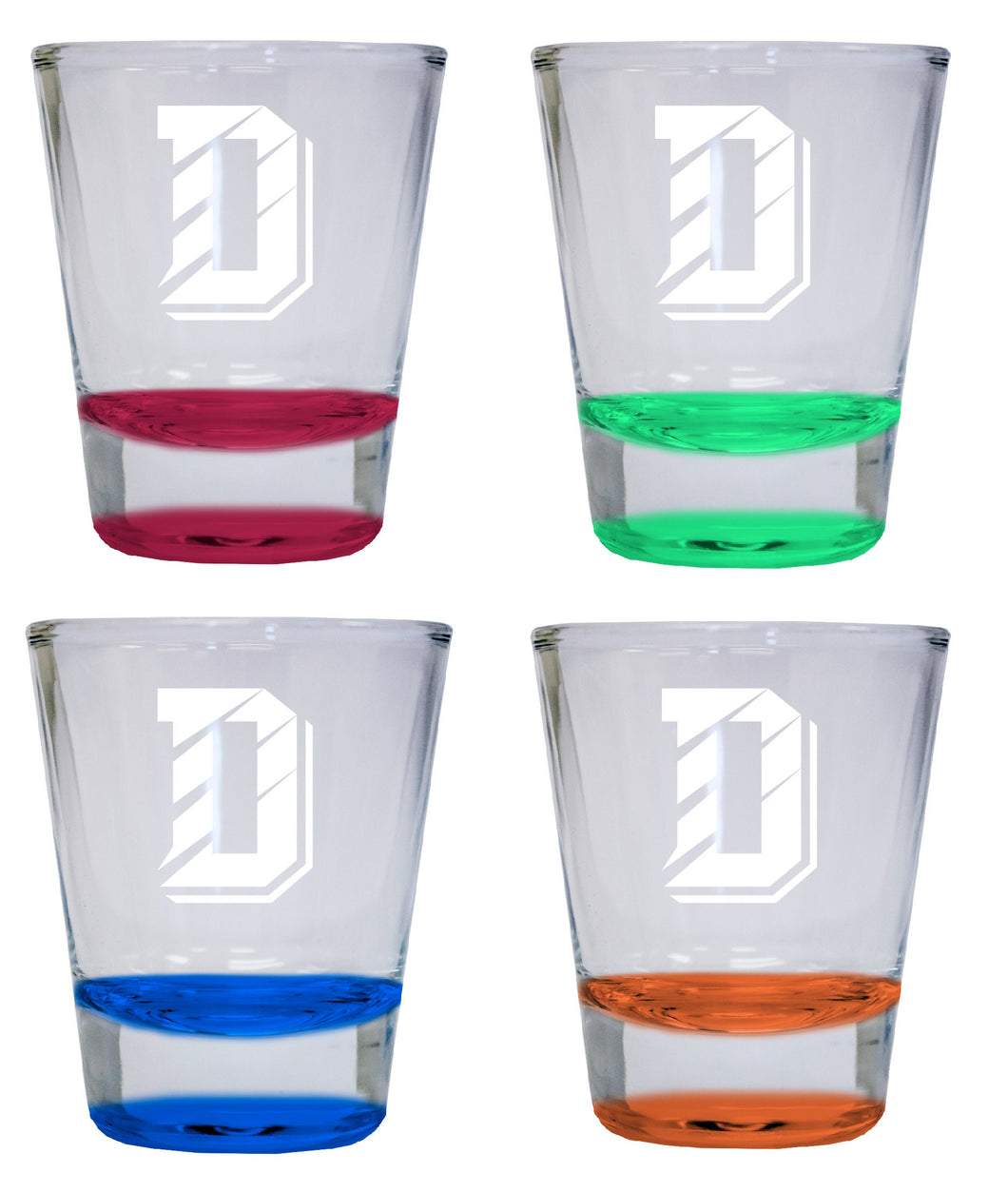 NCAA Davidson College Collector's 2oz Laser-Engraved Spirit Shot Glass Red, Orange, Blue and Green 4-Pack