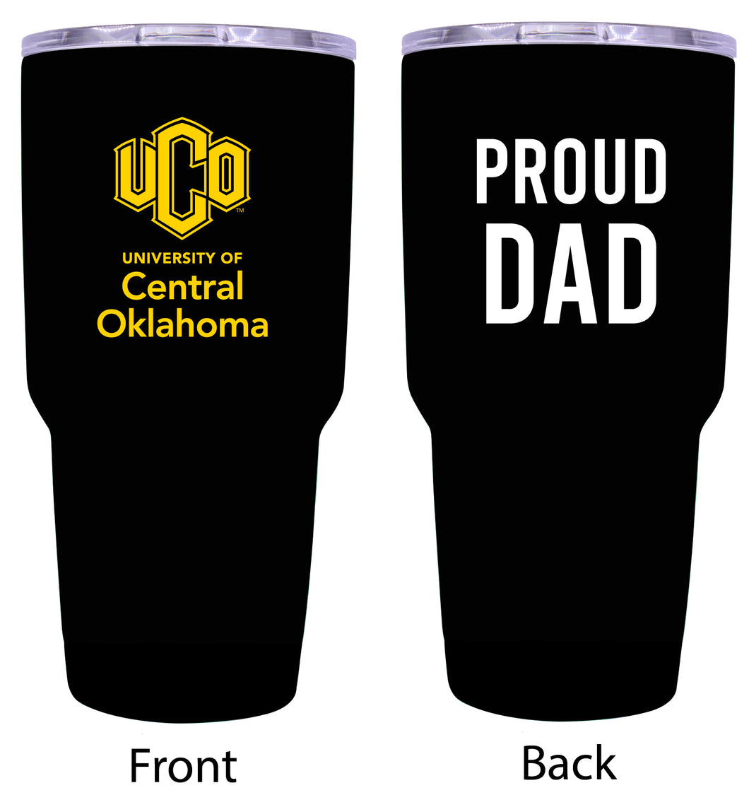 University of Central Oklahoma Bronchos Proud Dad 24 oz Insulated Stainless Steel Tumbler Black