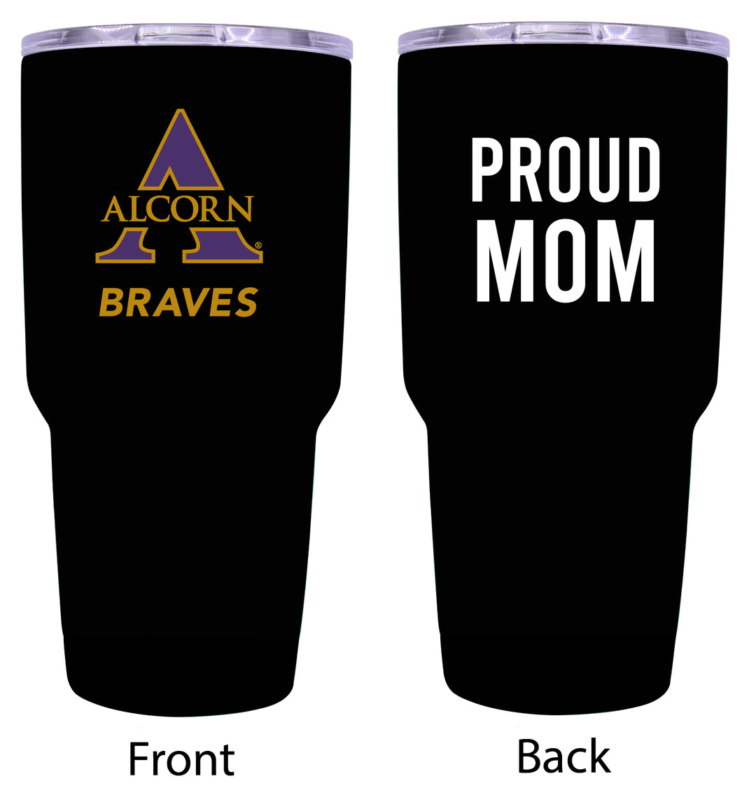 Alcorn State Braves Proud Mom 24 oz Insulated Stainless Steel Tumbler - Black