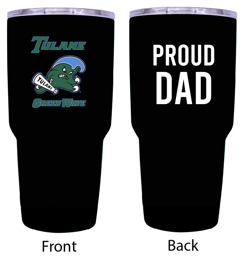 Tulane University Green Wave Proud Dad 24 oz Insulated Stainless Steel Tumbler Black
