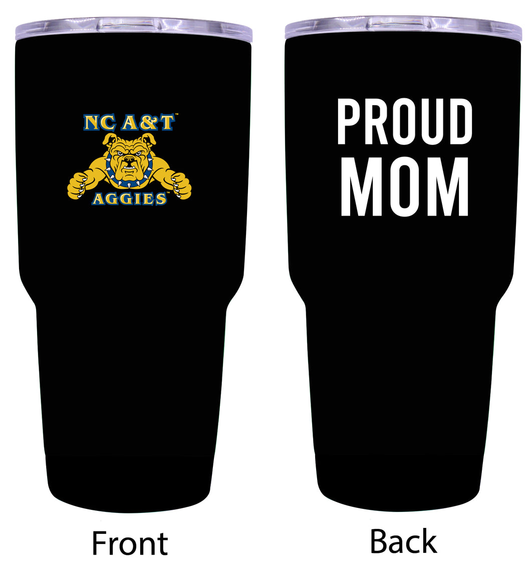 North Carolina A&T State Aggies Proud Mom 24 oz Insulated Stainless Steel Tumbler - Black